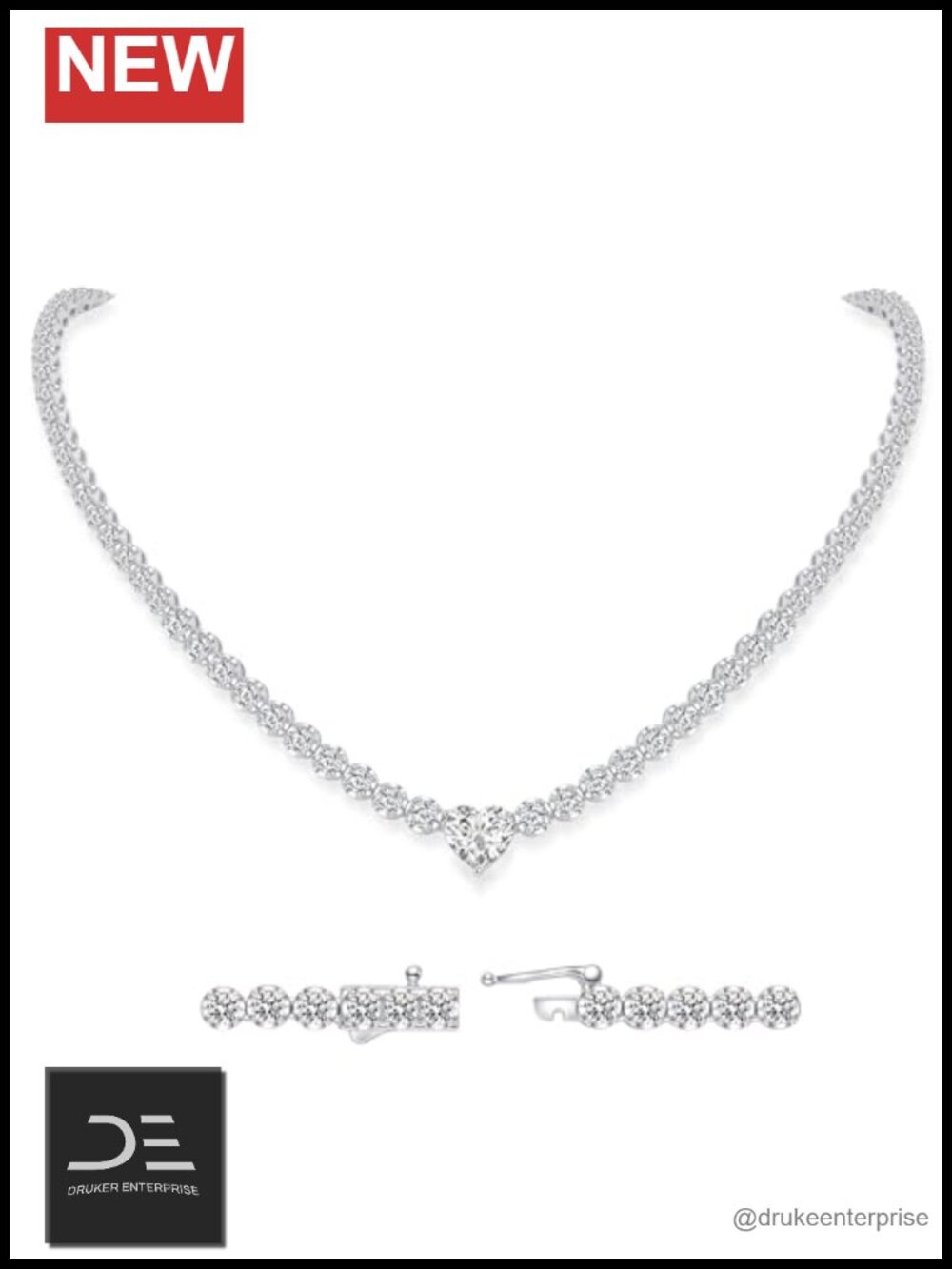 Moissanite Tennis Necklace S925 VVS1 D Color Silver Choker